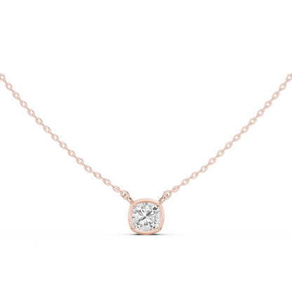Bezel Cushion Diamond Pendant Necklace