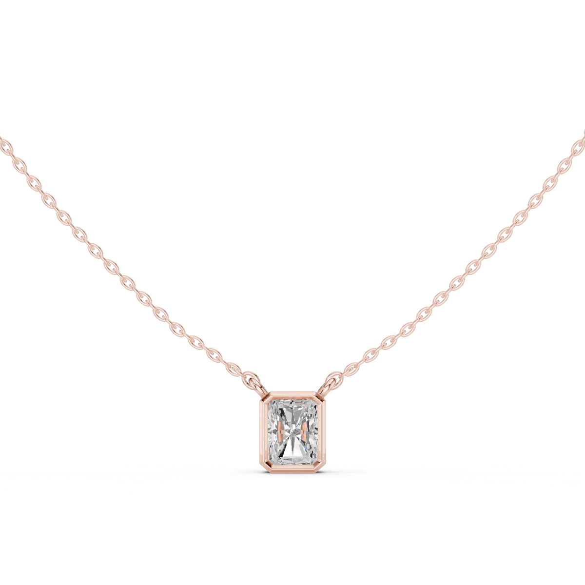 bezel radiant diamond pendant necklace