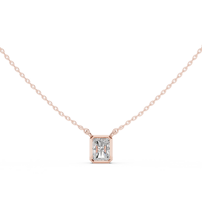 Bezel Radiant Diamond Pendant Necklace