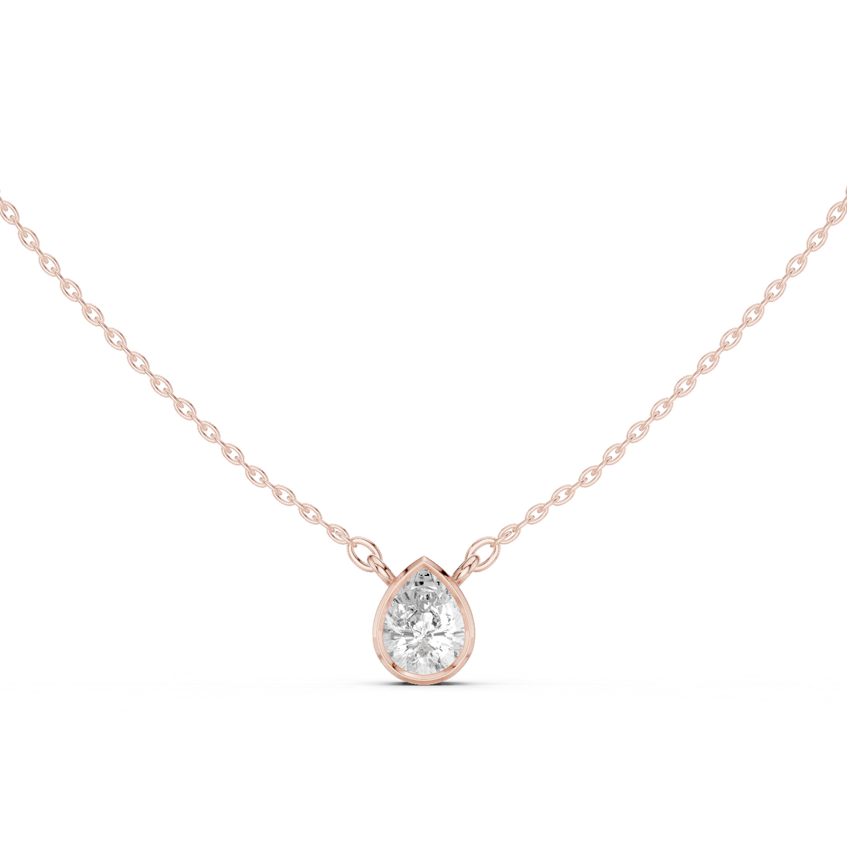 bezel pear diamond pendant necklace