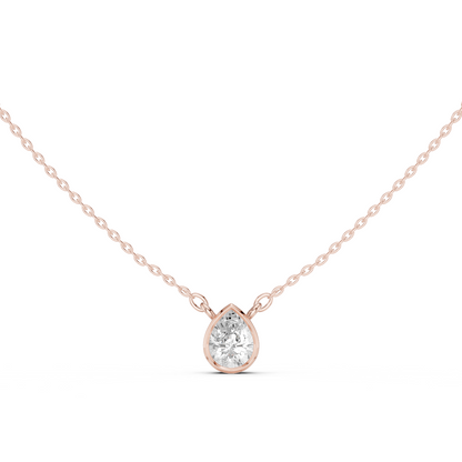 Bezel Pear Diamond Pendant Necklace