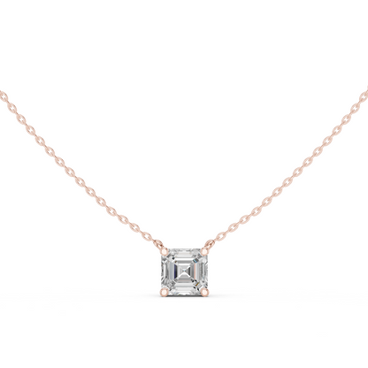 Basket Asscher Diamond Pendant Necklace