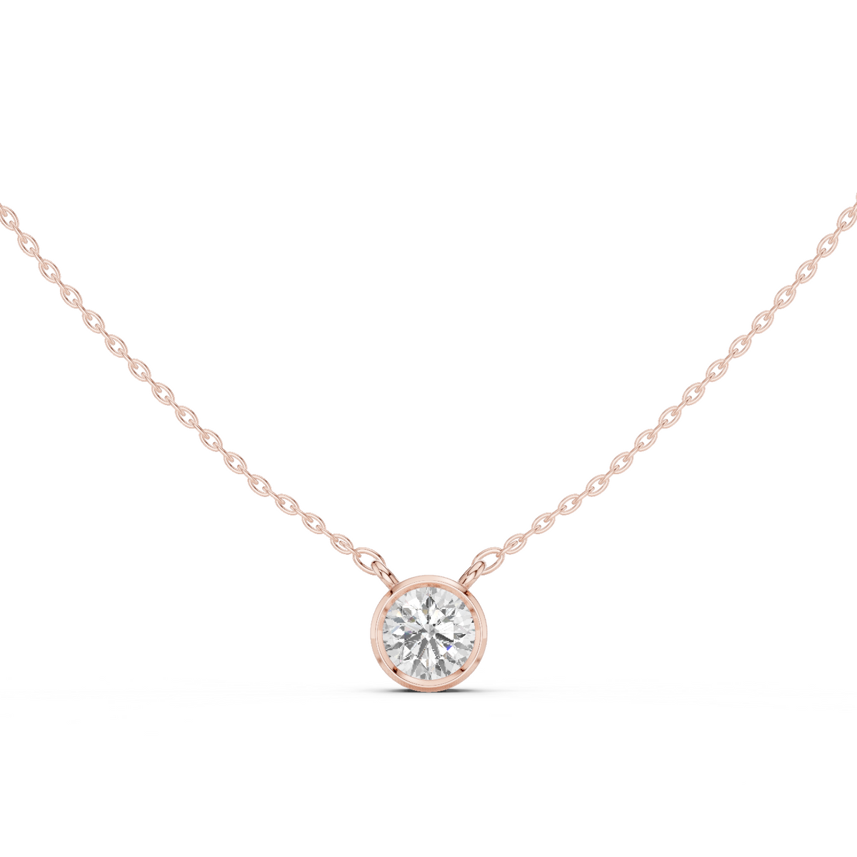 bezel round diamond pendant necklace