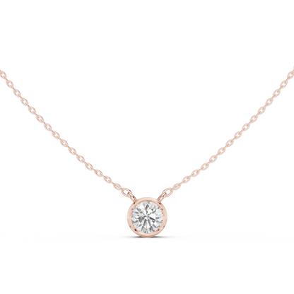 Bezel Round Diamond Pendant Necklace