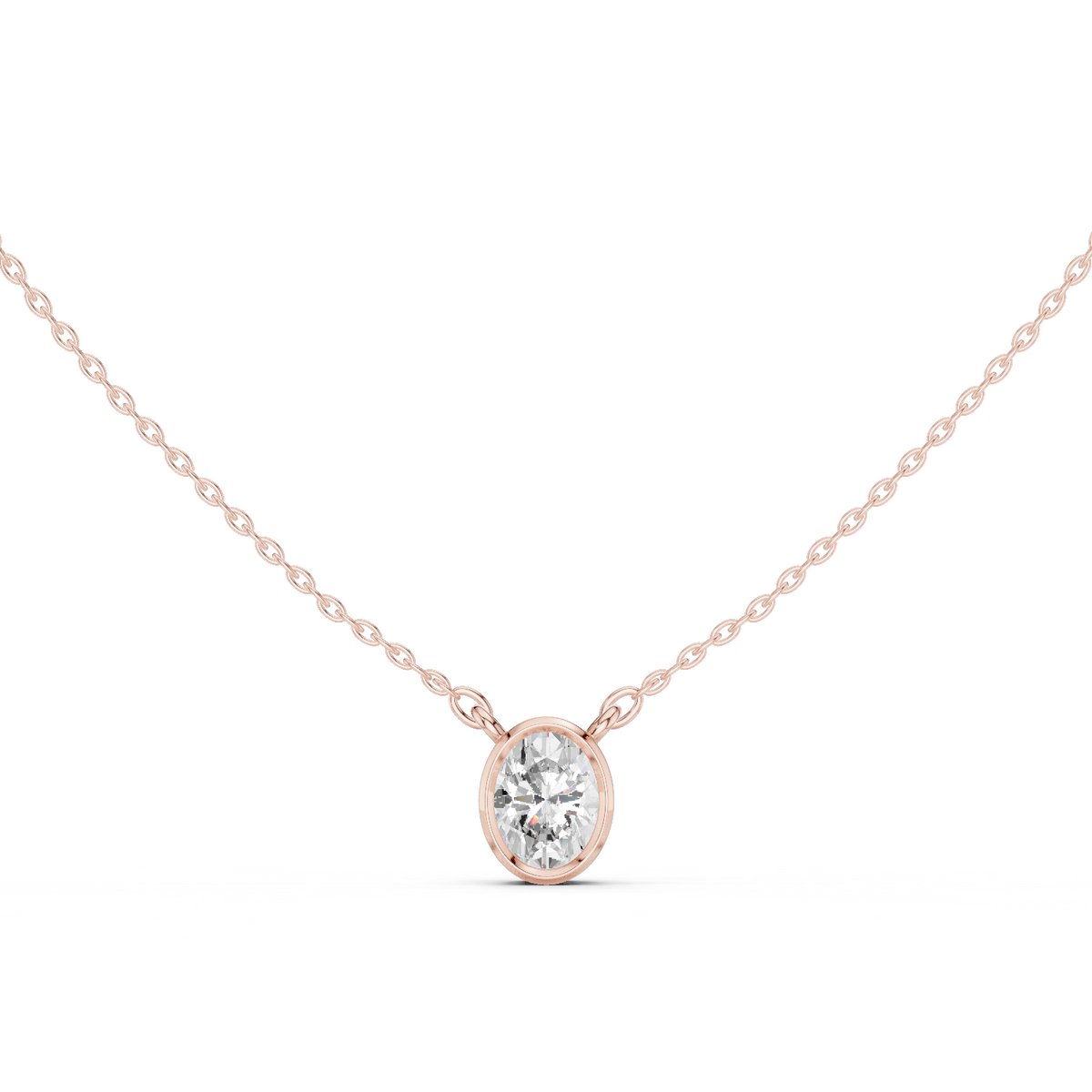 bezel oval diamond pendant necklace