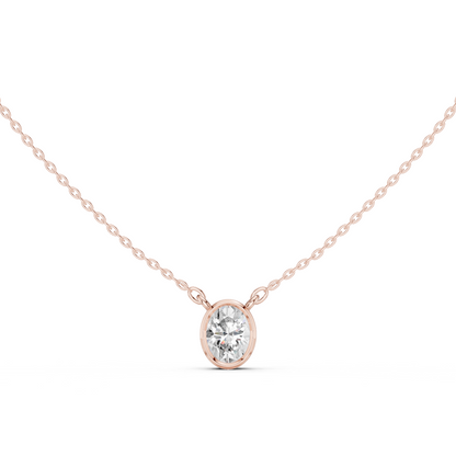 Bezel Oval Diamond Pendant Necklace