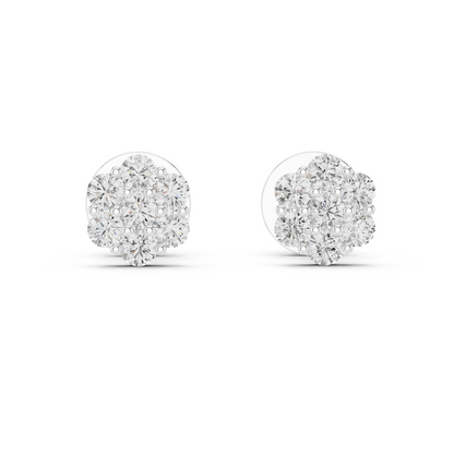 Round Cluster Diamond Earrings