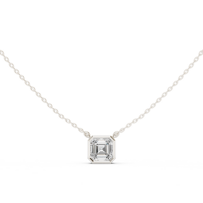 Bezel Asscher Diamond Pendant Necklace