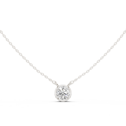 Bezel Round Diamond Pendant Necklace