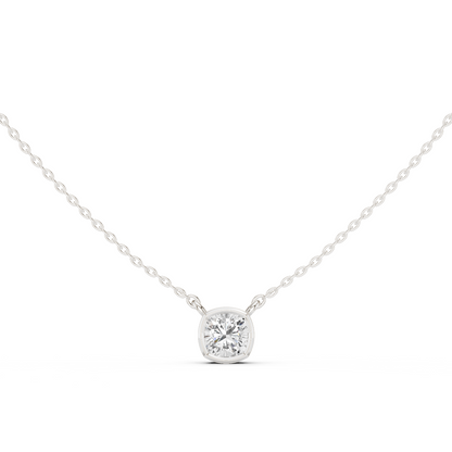 Bezel Cushion Diamond Pendant Necklace