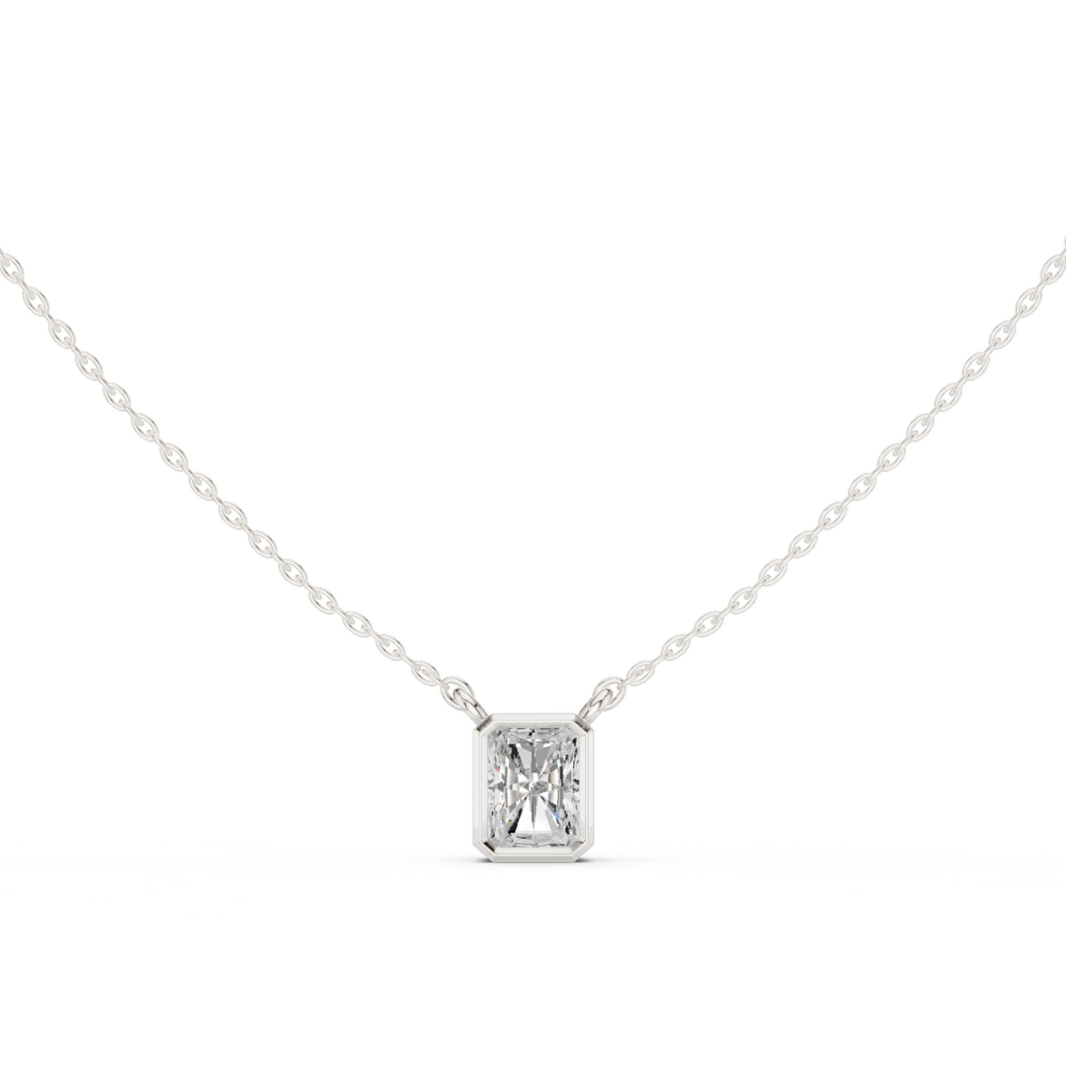 bezel radiant diamond pendant necklace