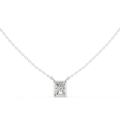 Bezel Radiant Diamond Pendant Necklace