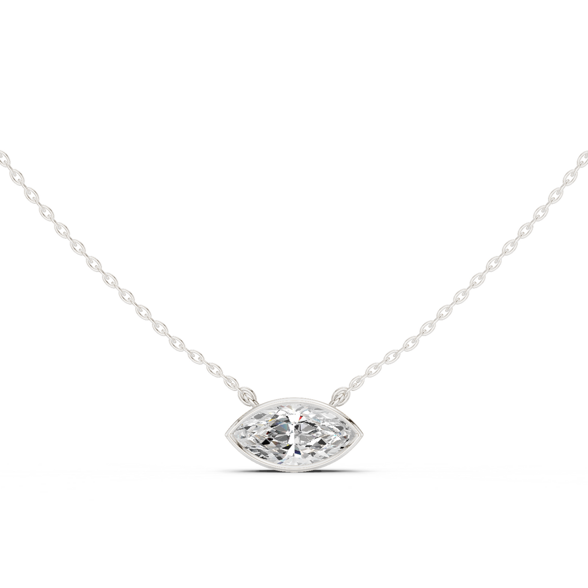 bezel marquise diamond pendant necklace