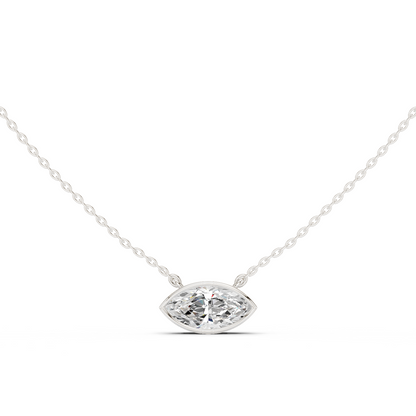 Bezel Marquise Diamond Pendant Necklace