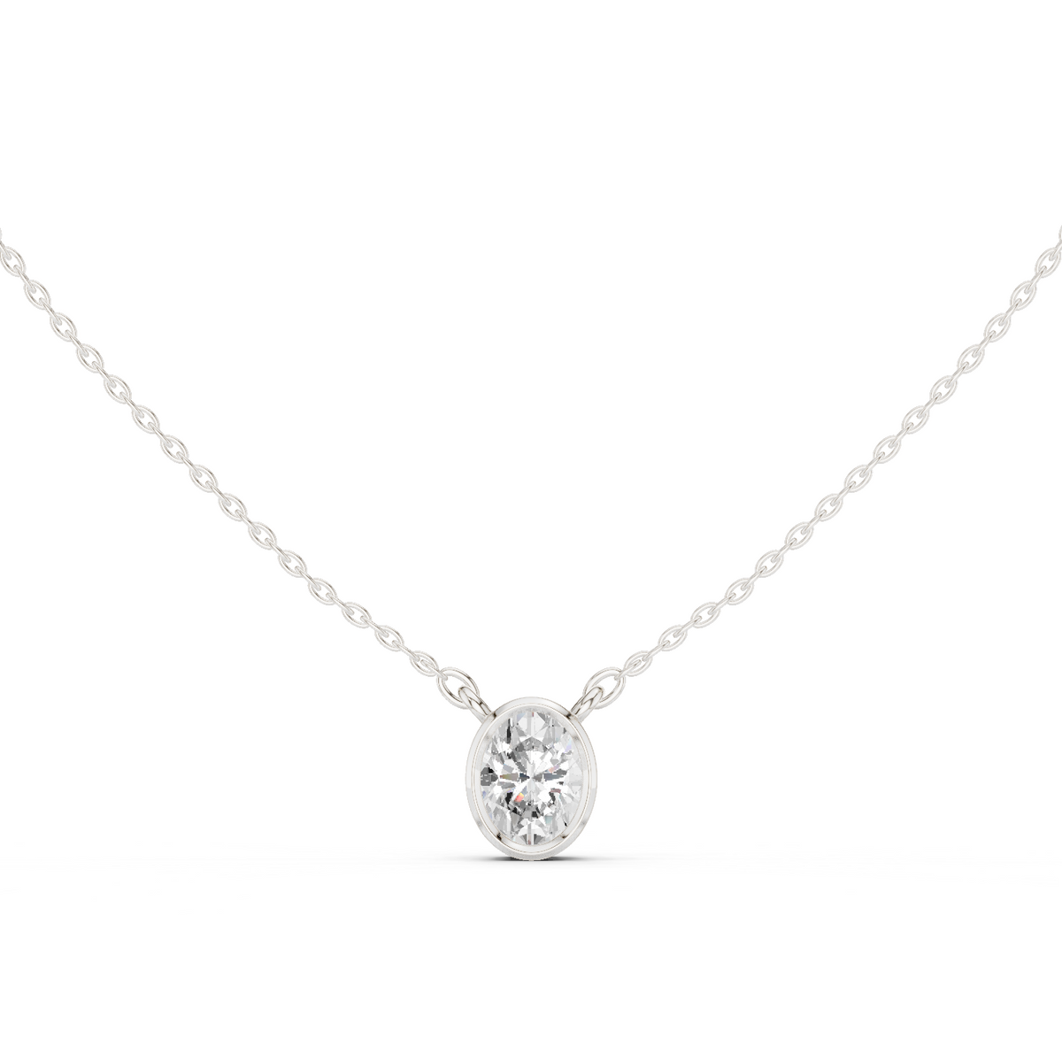 bezel oval diamond pendant necklace