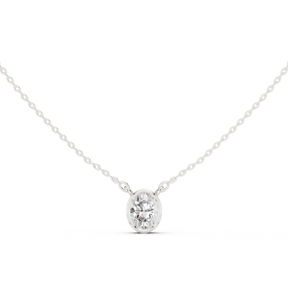 Bezel Oval Diamond Pendant Necklace