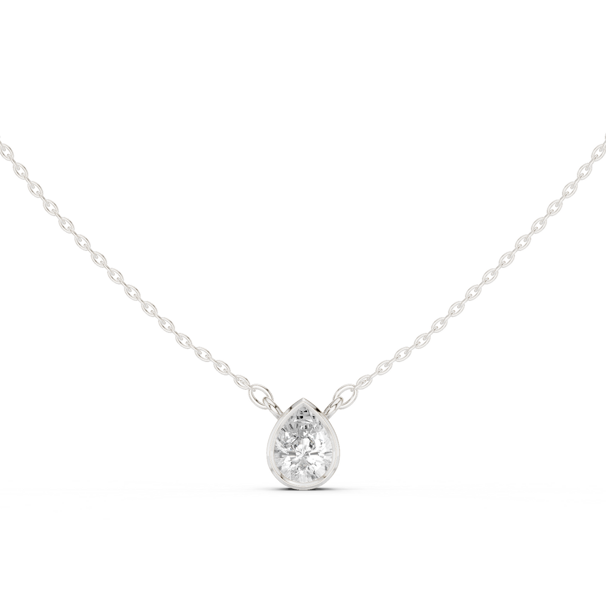 bezel pear diamond pendant necklace