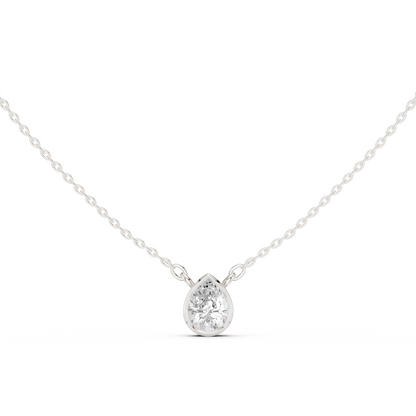 Bezel Pear Diamond Pendant Necklace