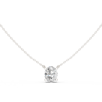 Basket Oval Diamond Pendant Necklace