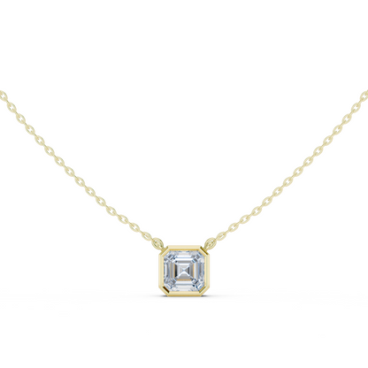 Bezel Asscher Diamond Pendant Necklace