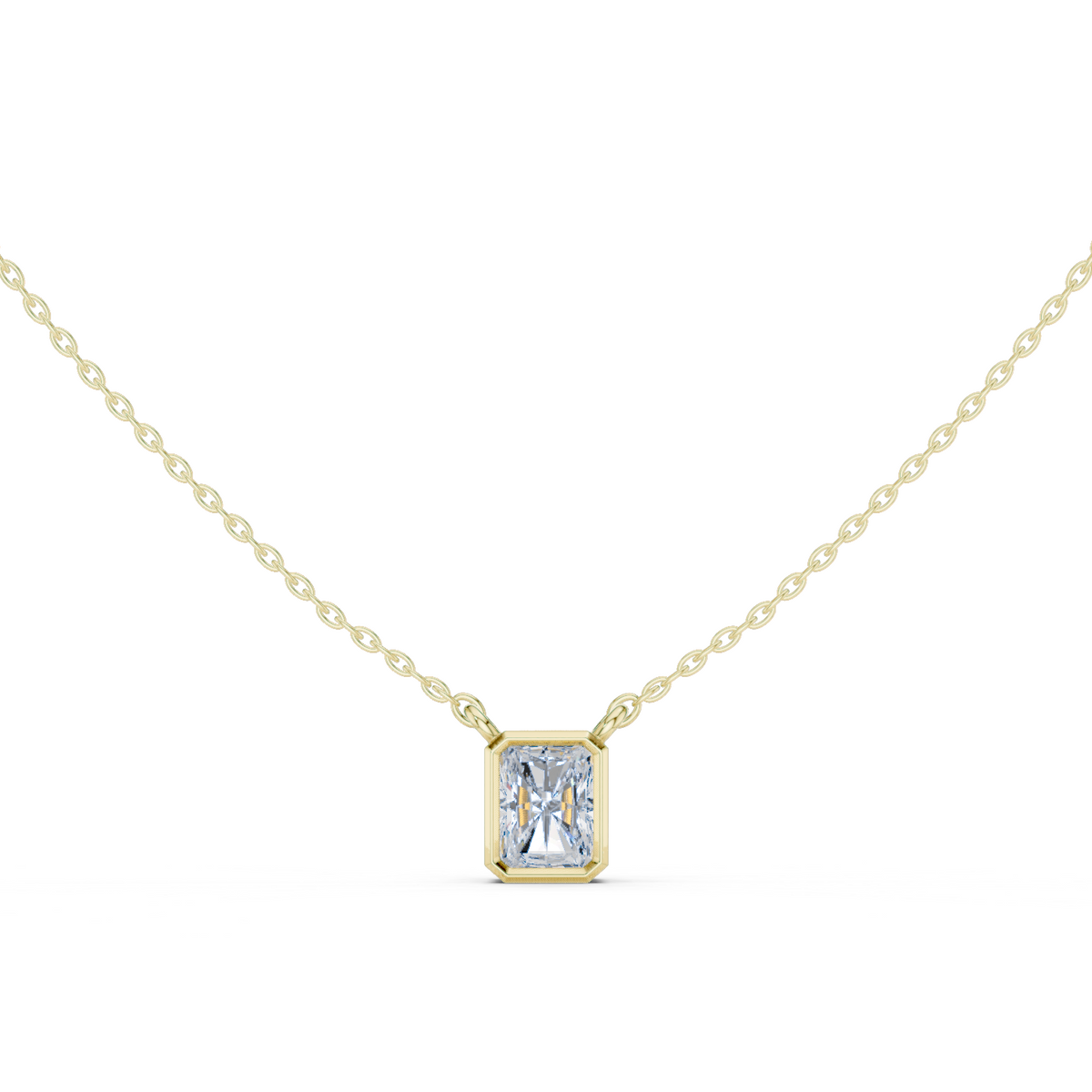 bezel radiant diamond pendant necklace