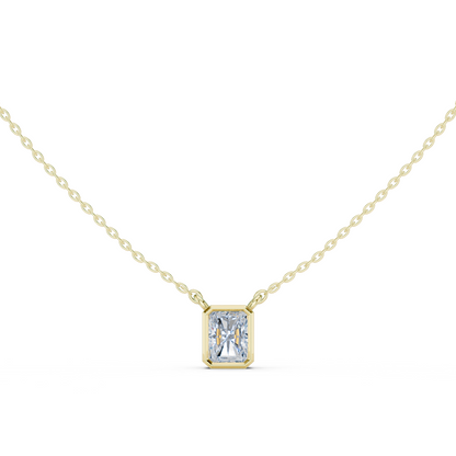 Bezel Radiant Diamond Pendant Necklace
