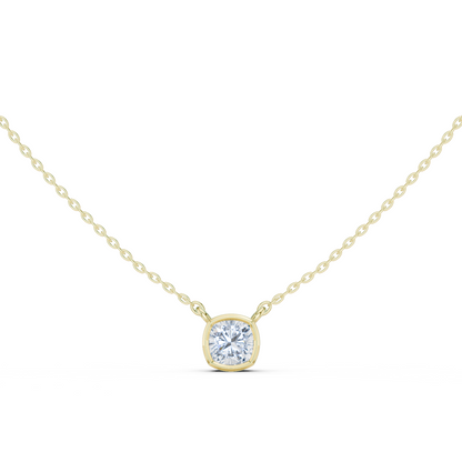 Bezel Cushion Diamond Pendant Necklace