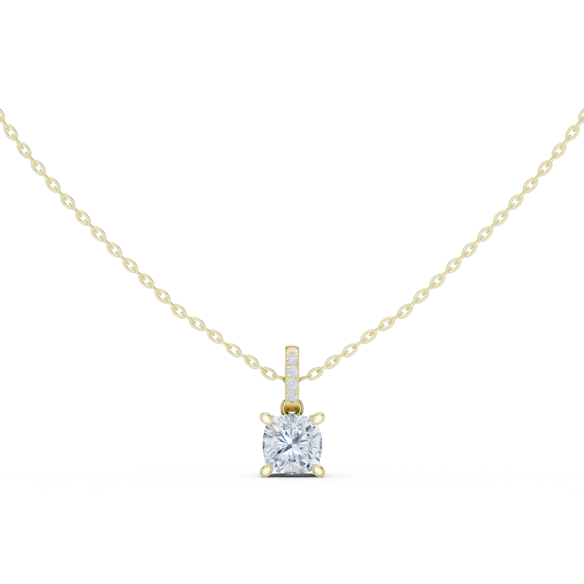 cushion diamond pendant necklace