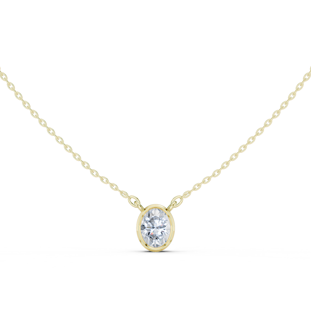 bezel oval diamond pendant necklace