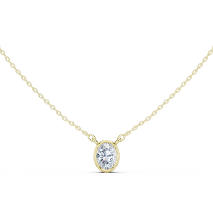 Bezel Oval Diamond Pendant Necklace