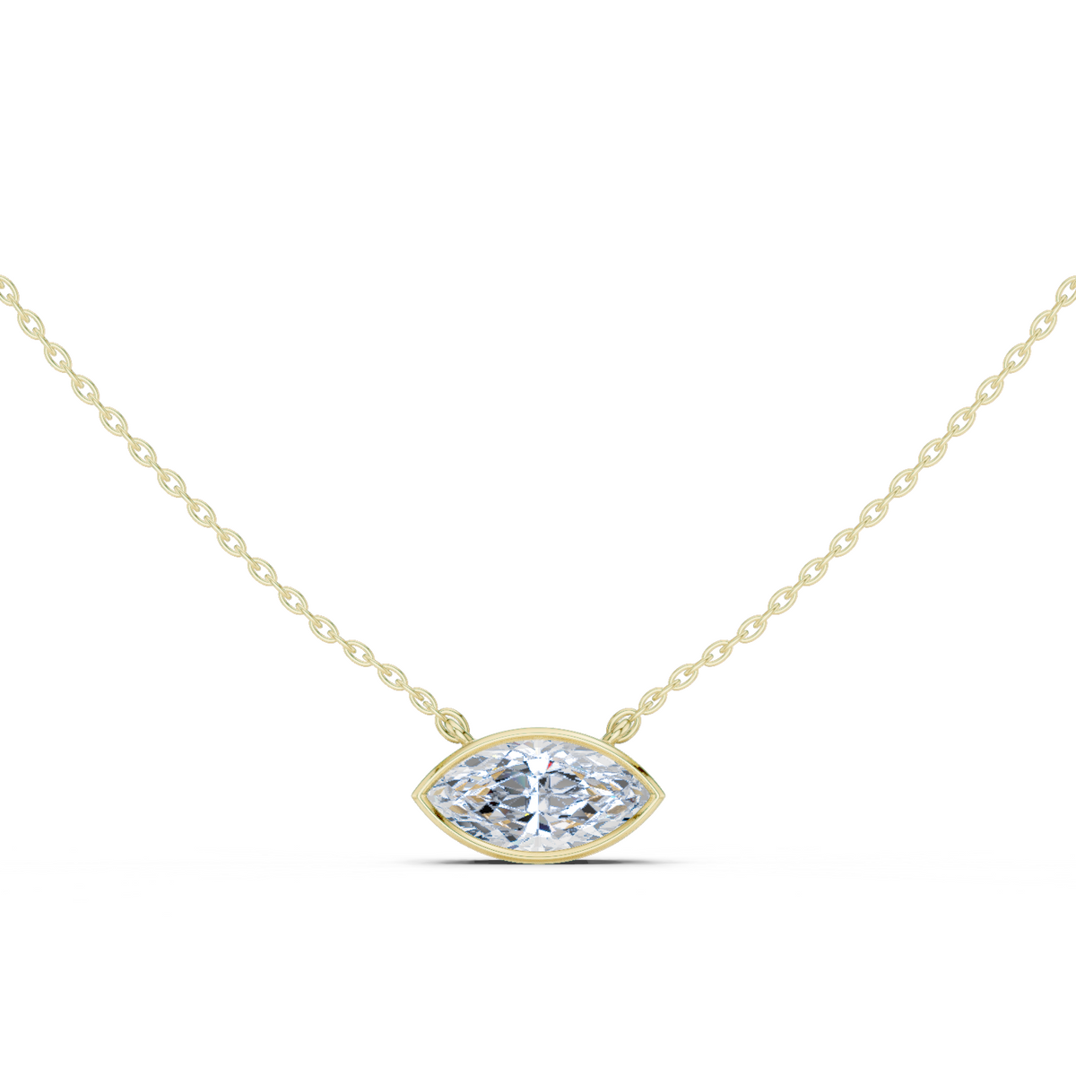 bezel marquise diamond pendant necklace