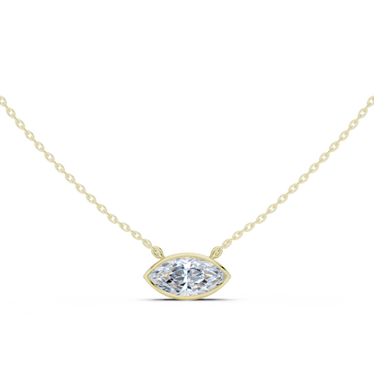 Bezel Marquise Diamond Pendant Necklace