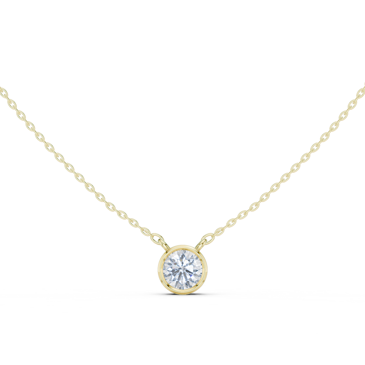 bezel round diamond pendant necklace