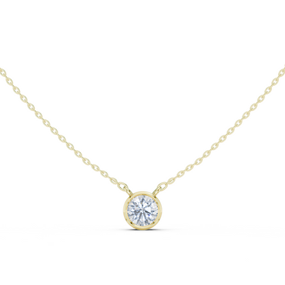 Bezel Round Diamond Pendant Necklace