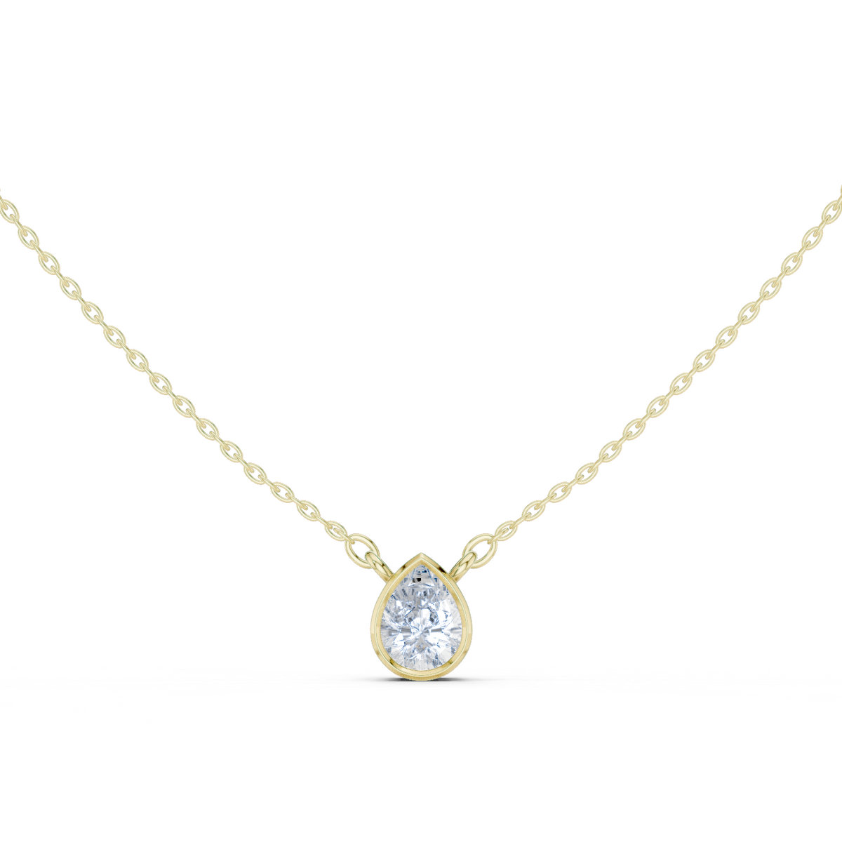bezel pear diamond pendant necklace