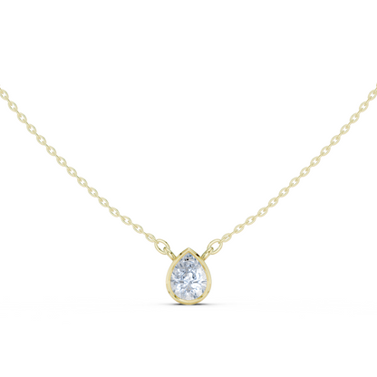 Bezel Pear Diamond Pendant Necklace