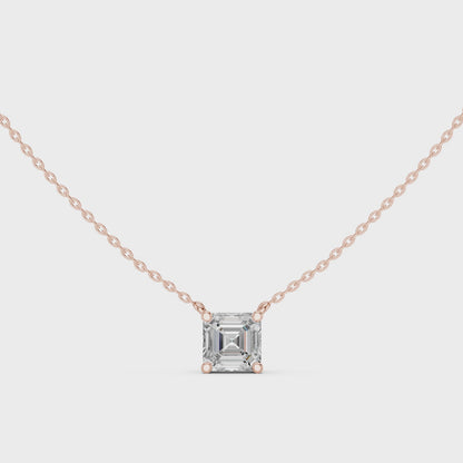 Basket Asscher Diamond Pendant Necklace