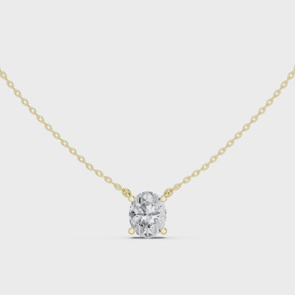 Basket Oval Diamond Pendant Necklace