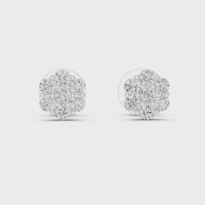 Round Cluster Diamond Earrings