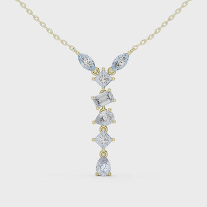 Aurora Graduated Diamond Drop Pendant Necklace