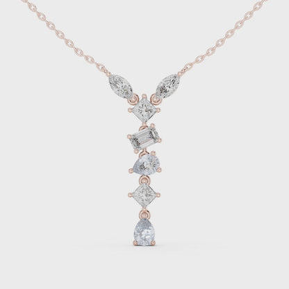 Aurora Graduated Diamond Drop Pendant Necklace
