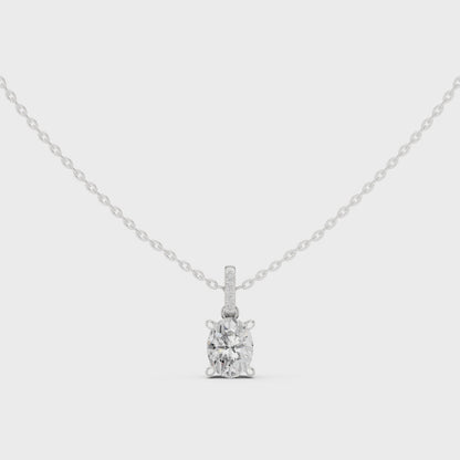 Oval Diamond Pendant Necklace