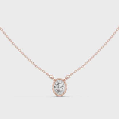 Bezel Oval Diamond Pendant Necklace