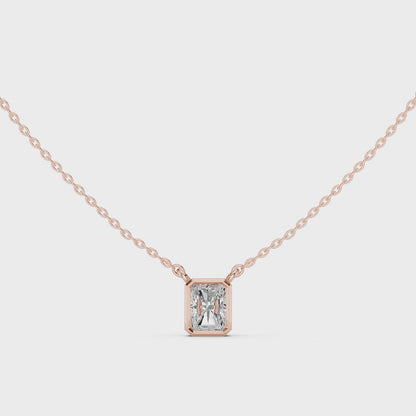 Bezel Radiant Diamond Pendant Necklace