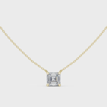 Basket Asscher Diamond Pendant Necklace