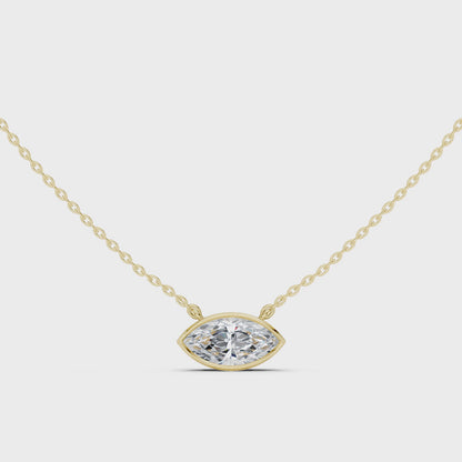 Bezel Marquise Diamond Pendant Necklace