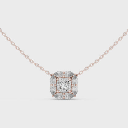 Aria Cushion Solitaire Diamond Pendant Necklace
