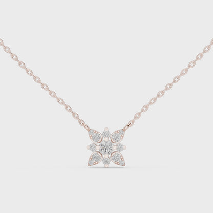 Luna Floral Diamond Pendant Necklace