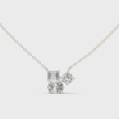 Stella Oval Three Stone Diamond Pendant Necklace