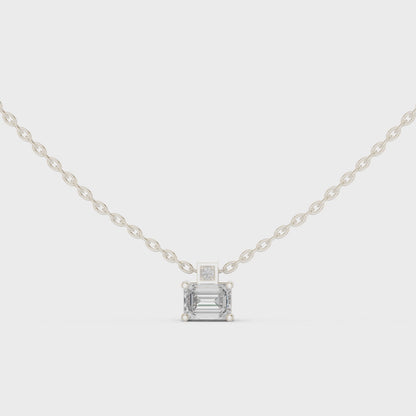 Nova Emerald Bezel Diamond Pendant Necklace